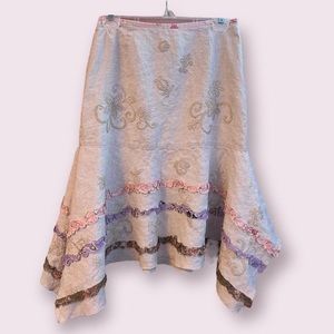 embroidered floral fairy midi skirt